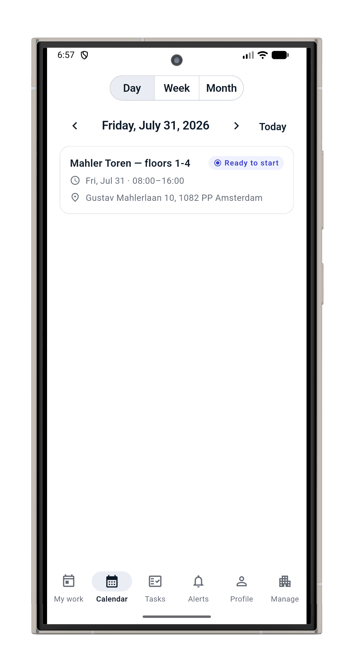 MAYDAN's employee calendar: the employee's own upcoming shifts